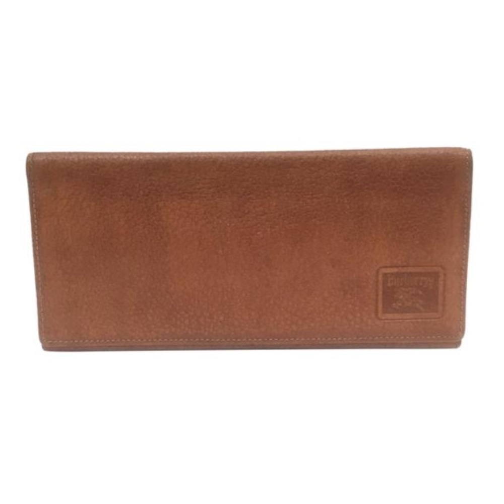 Burberry saddle brown leather vintage long wallet